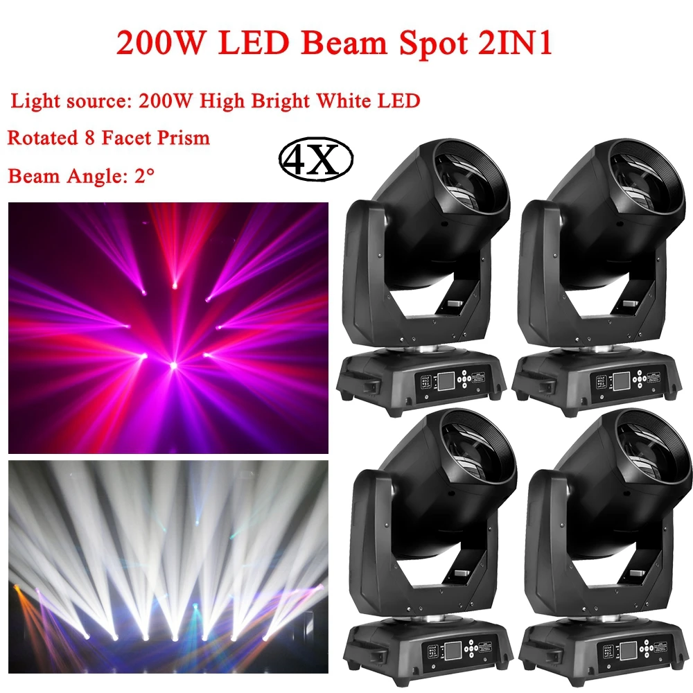 4Pcs/Lot 200W Spot Beam Moving Head Light 8 Facet Prism Effect DJ Light Stage Light DMX Control Disco Light For Club Wedding
4Pcs/Lot 200W Spot Beam Moving Head Light 8 Facet Prism Effect DJ Light Stage Light DMX Control Disco Light For Club Wedding