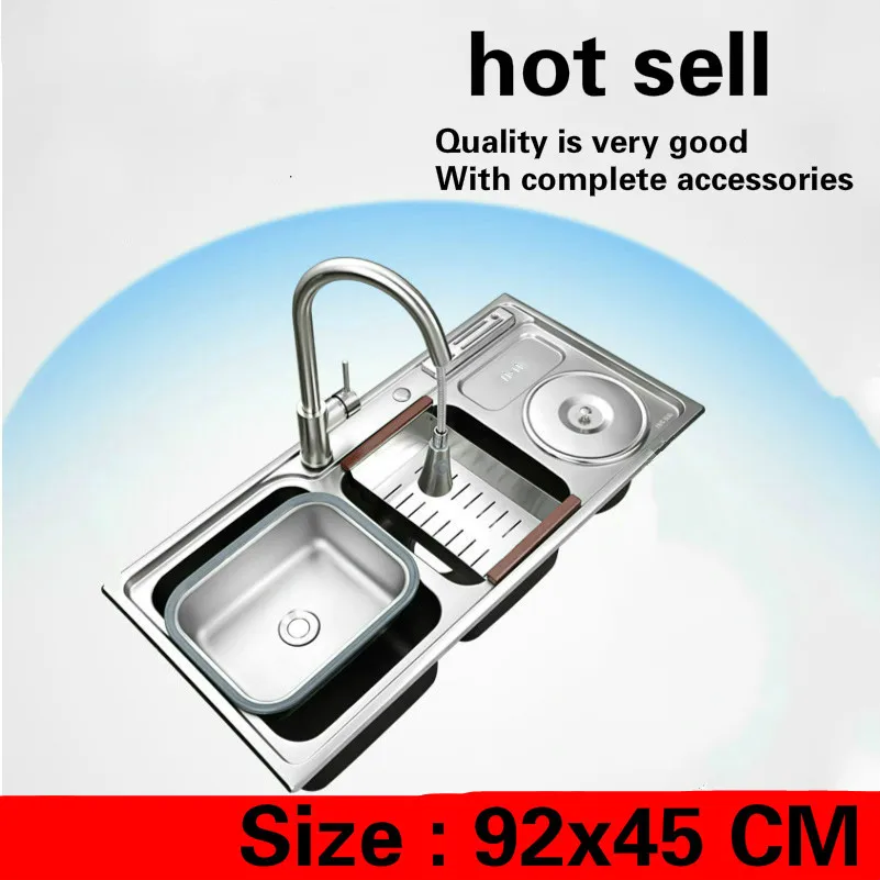 Free shipping Household luxury big kitchen double groove sink wash the dishes 304 stainless steel standard hot sell 920x450 MM
Free shipping Household luxury big kitchen double groove sink wash the dishes 304 stainless steel standard hot sell 920x450 MM