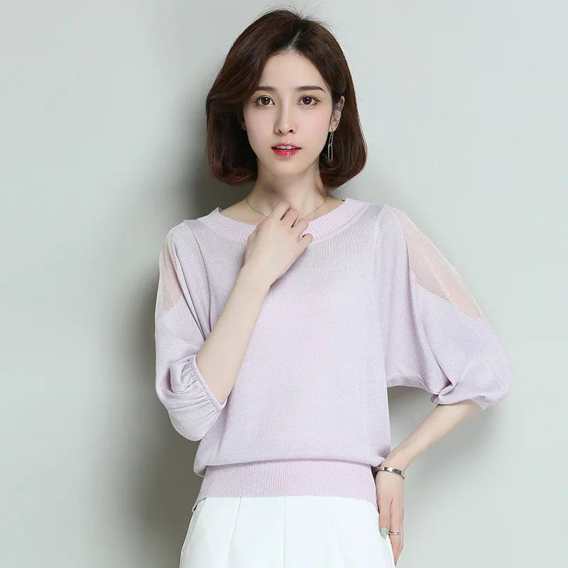 Summer Net Yarn Knitted T-shirt Woman Loose Short Sleeve O-neck Tees Female Thin Korean Batwing Sleeves Solid Color Top H9312
Summer Net Yarn Knitted T-shirt Woman Loose Short Sleeve O-neck Tees Female Thin Korean Batwing Sleeves Solid Color Top H9312