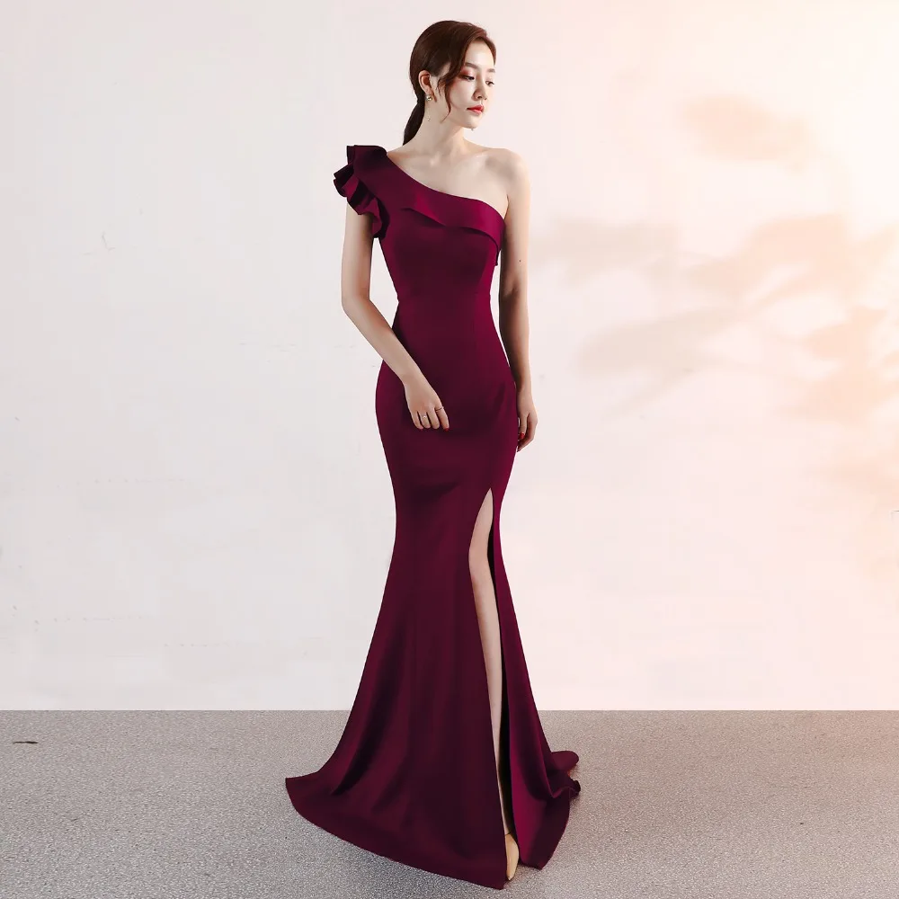 Corzzet Women Elegant Mermaid Party Dress Sexy One Shoulder Reffles Sleeveless Long Slit Slim Evening Party Dress
Corzzet Women Elegant Mermaid Party Dress Sexy One Shoulder Reffles Sleeveless Long Slit Slim Evening Party Dress
