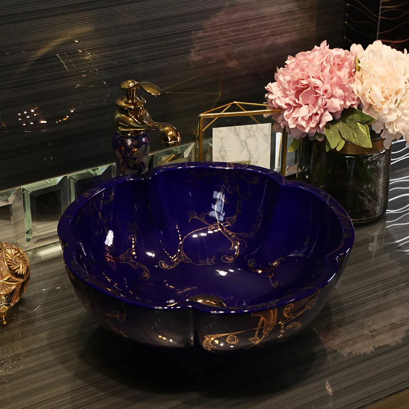 Black/blue Europe Vintage Style Art Countertop Basin Sink Handmade Ceramic Bathroom Vessel Sink porcelain bathroom sink
Black/blue Europe Vintage Style Art Countertop Basin Sink Handmade Ceramic Bathroom Vessel Sink porcelain bathroom sink