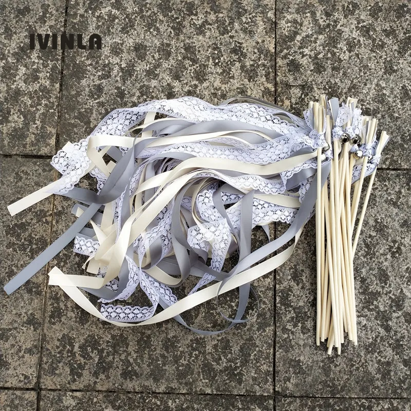 50pcs/lot sliver and cream wedding ribbon wands with sliver bell for wedding decoration
50pcs/lot sliver and cream wedding ribbon wands with sliver bell for wedding decoration