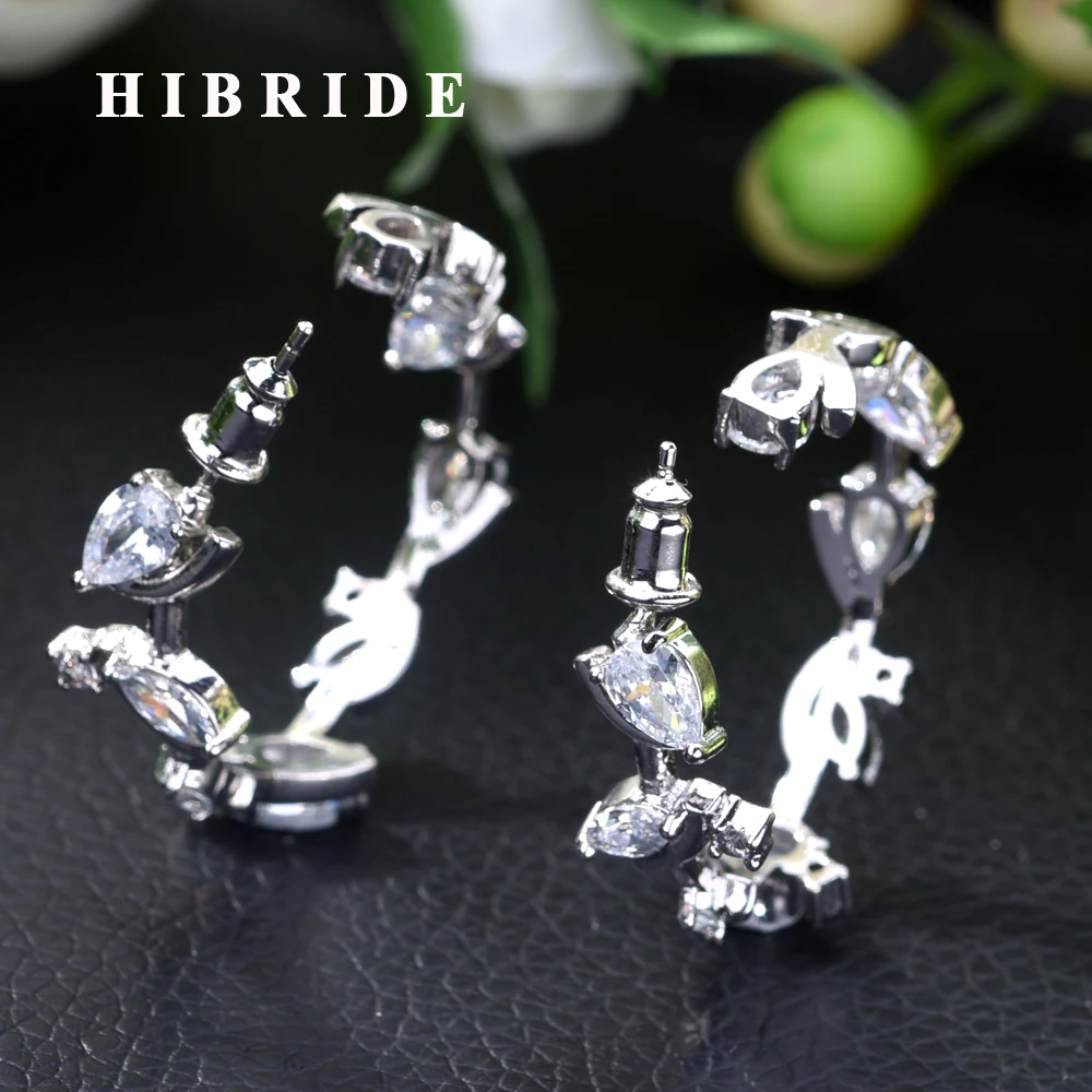 HIBRIDE Fashion Ladies Hoop Earring Round Circle Micro Pave Cubic Zirconia Crystal Large Hoop Earrings Jewelry CZ Bijoux E-450
HIBRIDE Fashion Ladies Hoop Earring Round Circle Micro Pave Cubic Zirconia Crystal Large Hoop Earrings Jewelry CZ Bijoux E-450