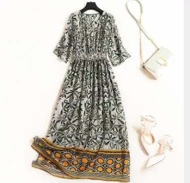 Silk dress round neck sleeves to pick up the fungus 2019 summer high-end women's ladies fan dressT3529
Silk dress round neck sleeves to pick up the fungus 2019 summer high-end women's ladies fan dressT3529