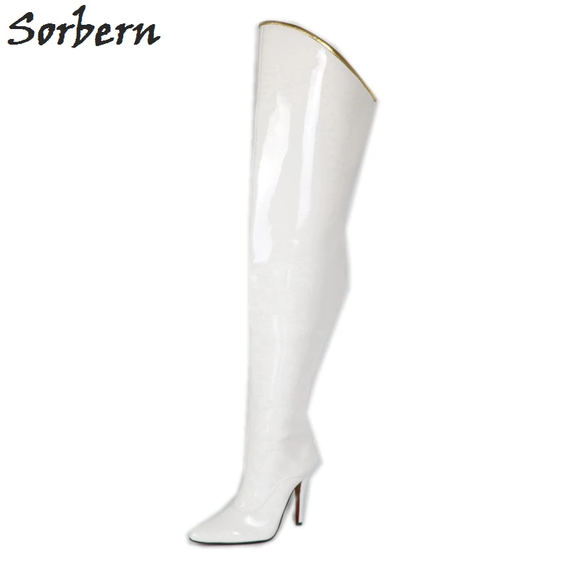 Sorbern Elegant White Women Boots High Heels Gold Rim Over The Knee Boots Hard Shalf Tall Womens Shoe Boots Sale Custom Colors
Sorbern Elegant White Women Boots High Heels Gold Rim Over The Knee Boots Hard Shalf Tall Womens Shoe Boots Sale Custom Colors
