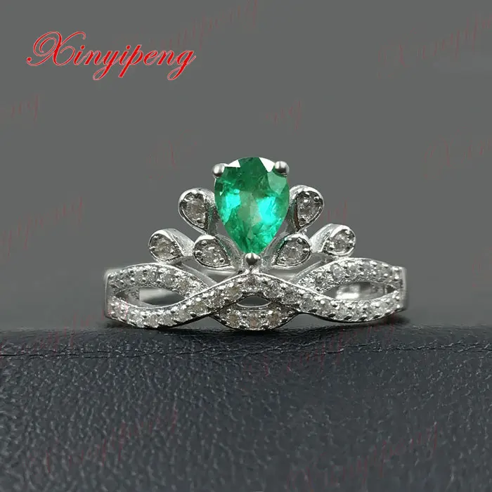 925 silver inlaid natural emerald ring women Luxury and generous green
925 silver inlaid natural emerald ring women Luxury and generous green