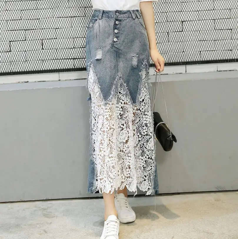 2023 spring summer Europe style fashion temperament women jeans skirt lace stitching women pack hip denim skirt w110
2023 spring summer Europe style fashion temperament women jeans skirt lace stitching women pack hip denim skirt w110