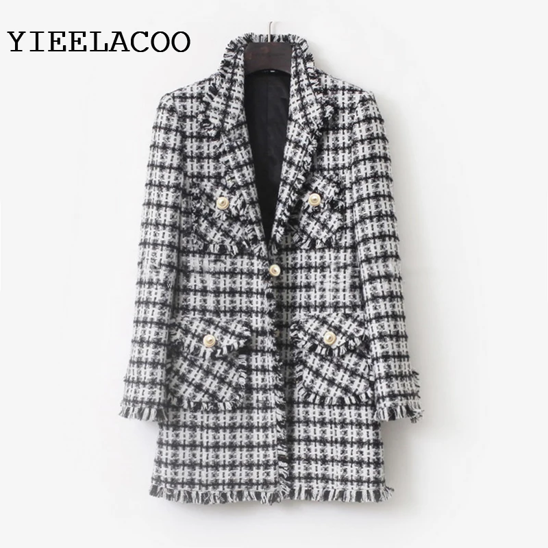 Black/White Plaid Tweed Jacket 2020 Autumn/Winter Women's Coat Lapel Slim Mid-length Small Fragrance Jacket
Black/White Plaid Tweed Jacket 2020 Autumn/Winter Women's Coat Lapel Slim Mid-length Small Fragrance Jacket