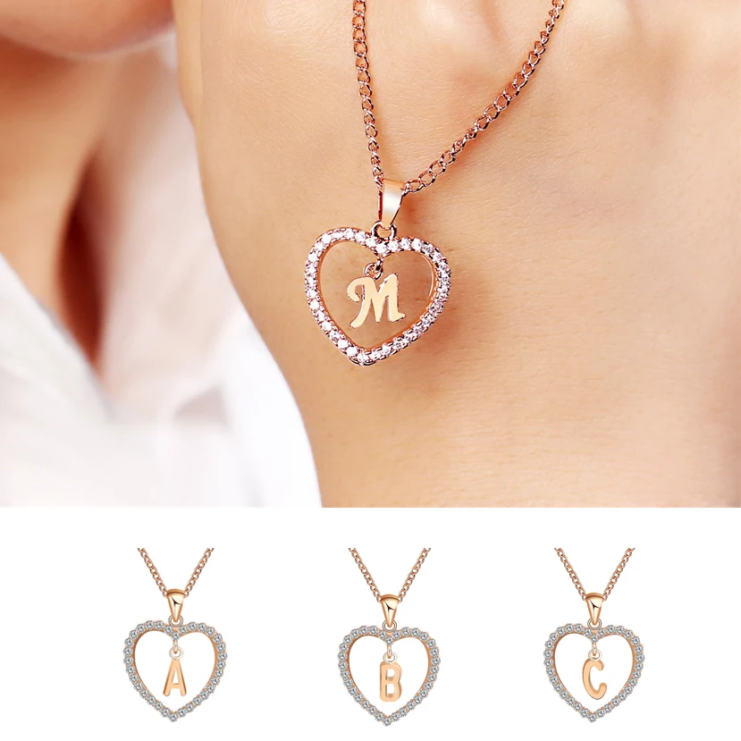 26 Letters Necklace for Women Gold Color Rhinestone Heart Shape Pendant Choker Necklaces Female Fashion Jewelry Gift
26 Letters Necklace for Women Gold Color Rhinestone Heart Shape Pendant Choker Necklaces Female Fashion Jewelry Gift