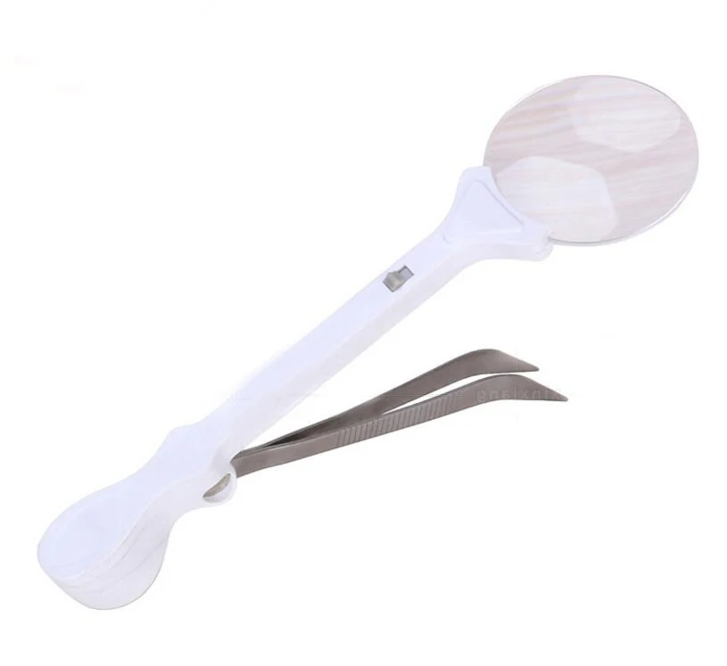 5X tweezers stainless steel clip Magnifie Glasses Handheld 5 times magnifying glass for Jewellery Jade inspection observation
5X tweezers stainless steel clip Magnifie Glasses Handheld 5 times magnifying glass for Jewellery Jade inspection observation