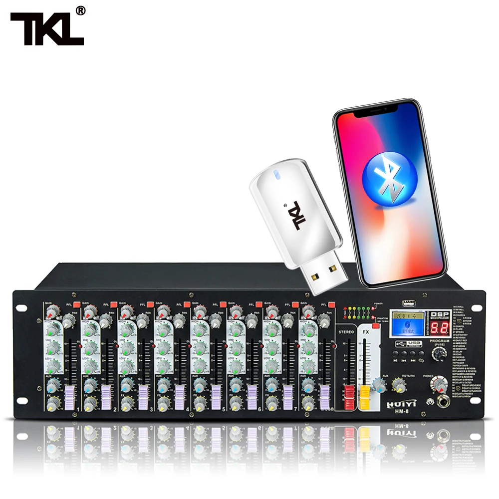 TKL HM-8 8-Channel audio with USB DJ Sound Mixing Console Bluetooth 48V Power switch mixer for karaoke KTV marth party
TKL HM-8 8-Channel audio with USB DJ Sound Mixing Console Bluetooth 48V Power switch mixer for karaoke KTV marth party