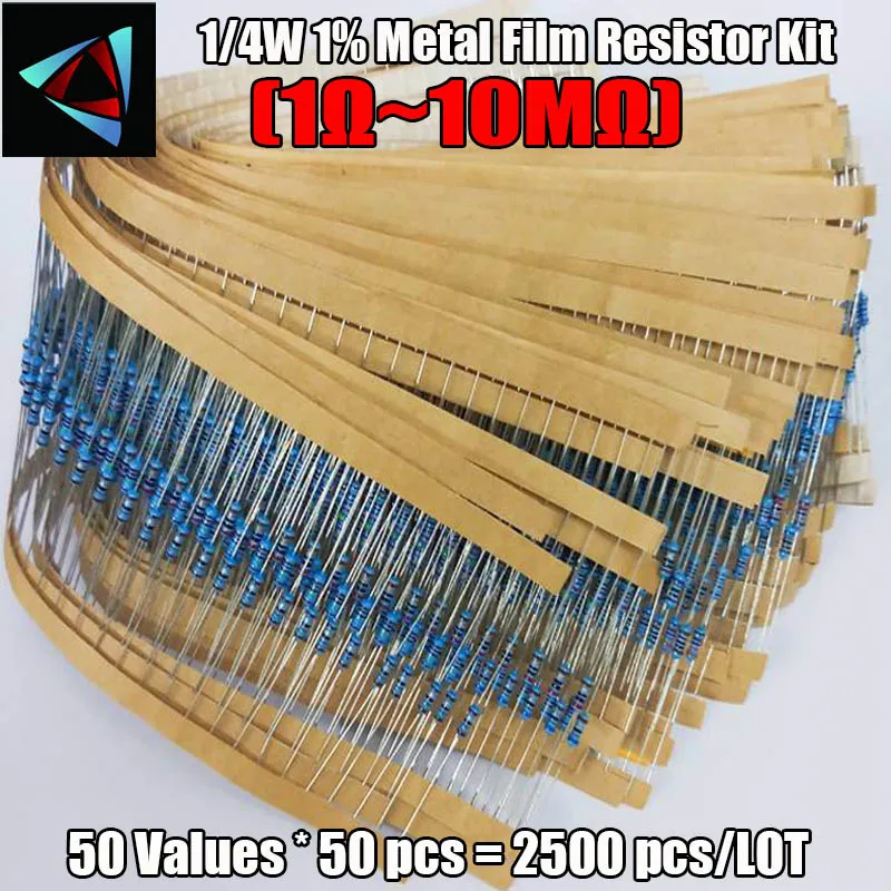 2500Pcs 1/4W1% 50Values 1R~10M Ohm Metal Film Resistor Assorted Kit 50pcs Each value
2500Pcs 1/4W1% 50Values 1R~10M Ohm Metal Film Resistor Assorted Kit 50pcs Each value