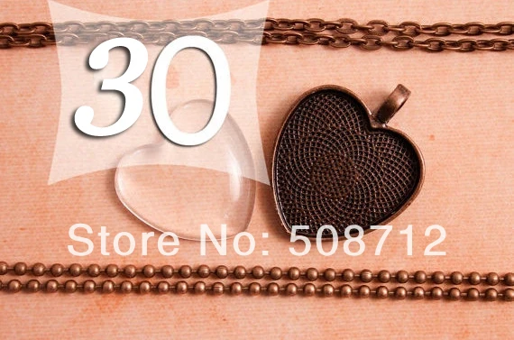 30sets DIY 1 Inch Pendant Kits Antique Copper Heart 25 mm Pendant Tray with matching Chain and Glass
30sets DIY 1 Inch Pendant Kits Antique Copper Heart 25 mm Pendant Tray with matching Chain and Glass
