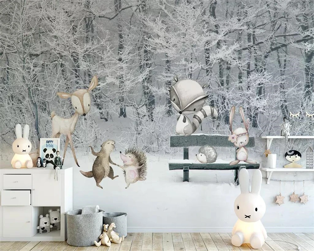 Custom wallpaper children's room winter snow scene cartoon animal TV background decorate murals 3d wallpaper
Custom wallpaper children's room winter snow scene cartoon animal TV background decorate murals 3d wallpaper