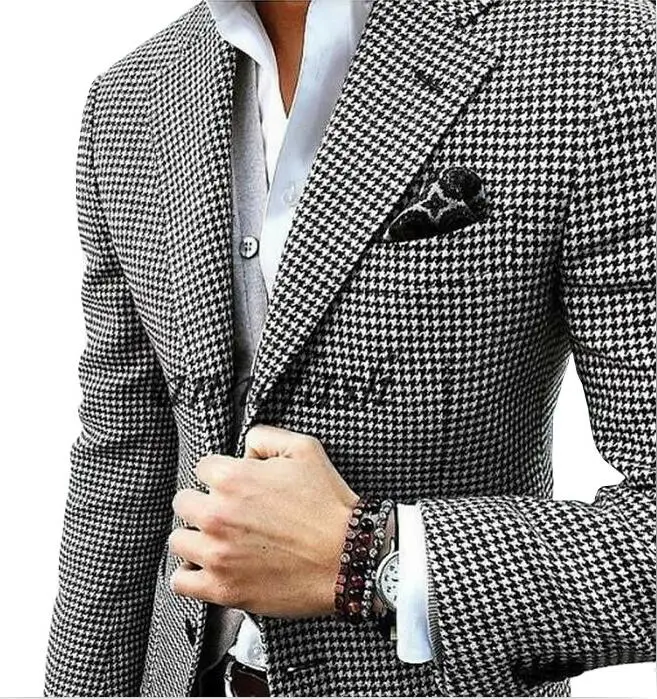 Custom made woolen houndstooth blazer Casual suit wedding suit houndstooth jacket+black woolen pants+vest
Custom made woolen houndstooth blazer Casual suit wedding suit houndstooth jacket+black woolen pants+vest
