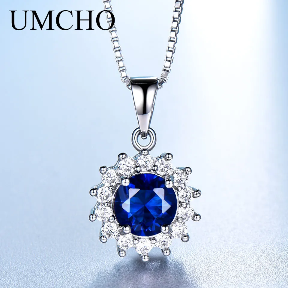 UMCHO Luxury Real 100% 925 Silver Jewelry Created Nano Sapphire Necklaces & Pendants For Women Engagement Gifts With Box Chain
UMCHO Luxury Real 100% 925 Silver Jewelry Created Nano Sapphire Necklaces & Pendants For Women Engagement Gifts With Box Chain
