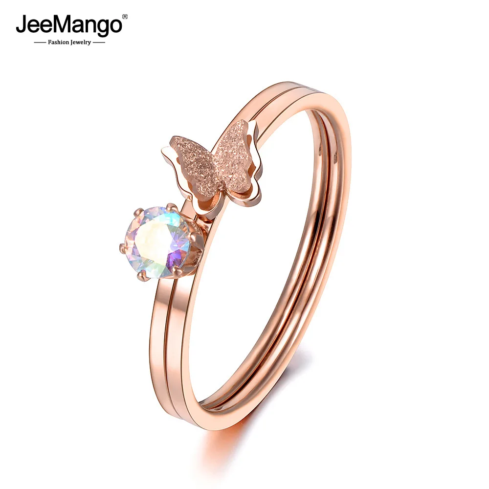 JeeMango Stainless Steel 2 In 1 Rings Buttfly Colored Zircon Ring Cute Rose Gold Color Jewelry For Valentine's Day Gift JR18141
JeeMango Stainless Steel 2 In 1 Rings Buttfly Colored Zircon Ring Cute Rose Gold Color Jewelry For Valentine's Day Gift JR18141