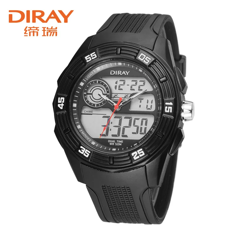 DIRAY Dual Display Wristwatches Waterproof Silicone Digital Watch Men Watch Fashion Sport Watches Male Hour relogio masculino
DIRAY Dual Display Wristwatches Waterproof Silicone Digital Watch Men Watch Fashion Sport Watches Male Hour relogio masculino
