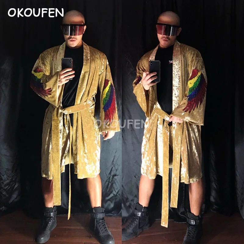Nightclub stage bar men and women clothing night show costume new DJ hip hop velvet robes boxing suit
Nightclub stage bar men and women clothing night show costume new DJ hip hop velvet robes boxing suit
