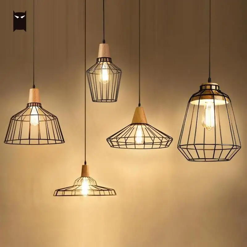 Black Wood Iron Line Bird Cage Pendant Light Fixture Retro Vintage Hanging Ceiling Lamp Luminaire for Dining Table Room Kitchen
Black Wood Iron Line Bird Cage Pendant Light Fixture Retro Vintage Hanging Ceiling Lamp Luminaire for Dining Table Room Kitchen