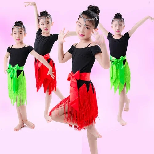 Girls Kids Children Modern Ballroom Latin Dance Dress gree Red tassel Fringe Salsa Tango Dance Wear Black Performance Stage Wear
Girls Kids Children Modern Ballroom Latin Dance Dress gree Red tassel Fringe Salsa Tango Dance Wear Black Performance Stage Wear