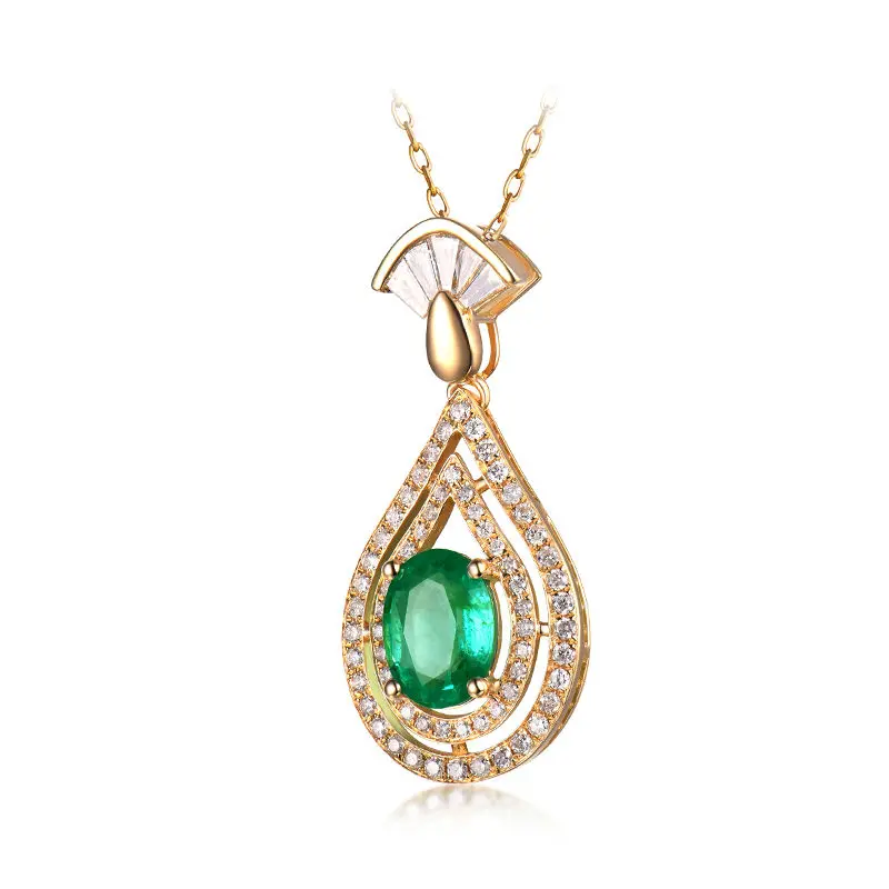 LANMI Trendy Pendants Real 14Kt Yellow Gold Green Oval Shape Emerald Wedding Pendant Necklace Round & Baguette Diamond Jewelry
LANMI Trendy Pendants Real 14Kt Yellow Gold Green Oval Shape Emerald Wedding Pendant Necklace Round & Baguette Diamond Jewelry