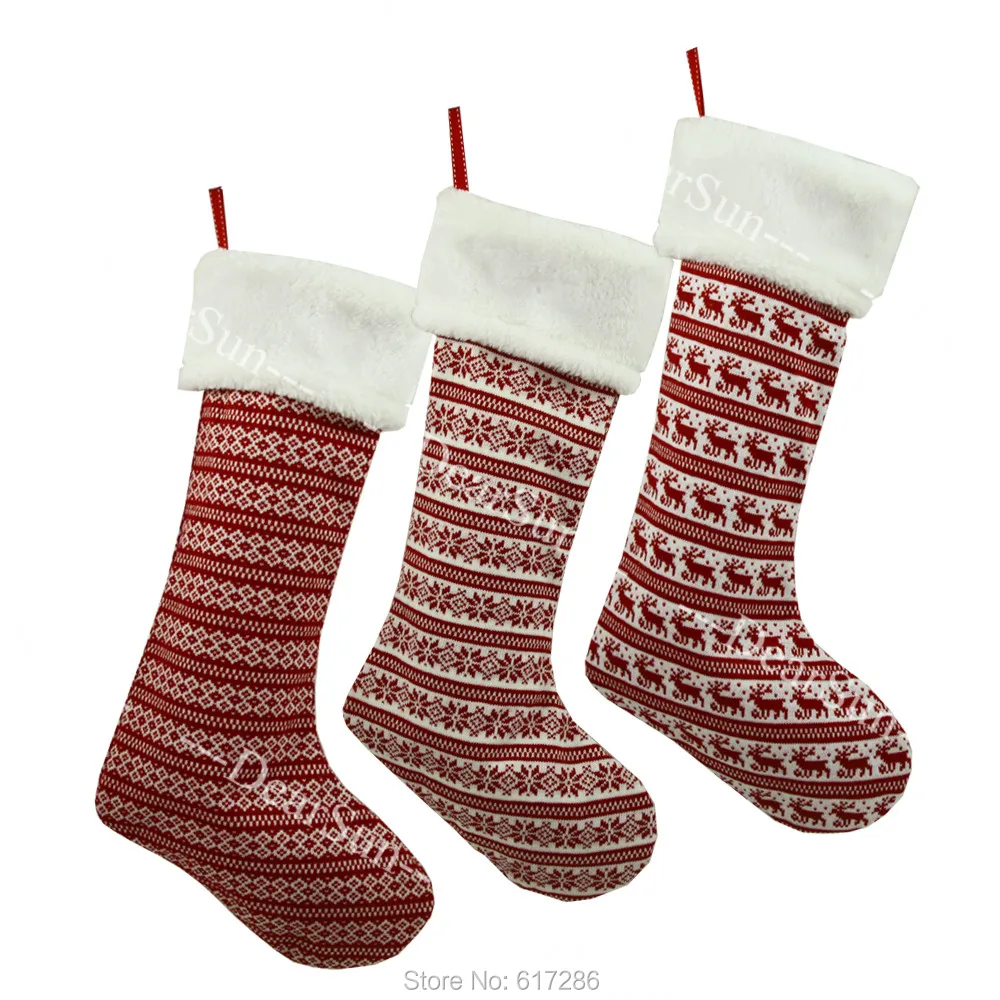 New 3pcs/set Knitted Christmas Stocking Big Gift Bags with High Quality 19.7" Long with Snowflake Reindeer Pattern
New 3pcs/set Knitted Christmas Stocking Big Gift Bags with High Quality 19.7" Long with Snowflake Reindeer Pattern