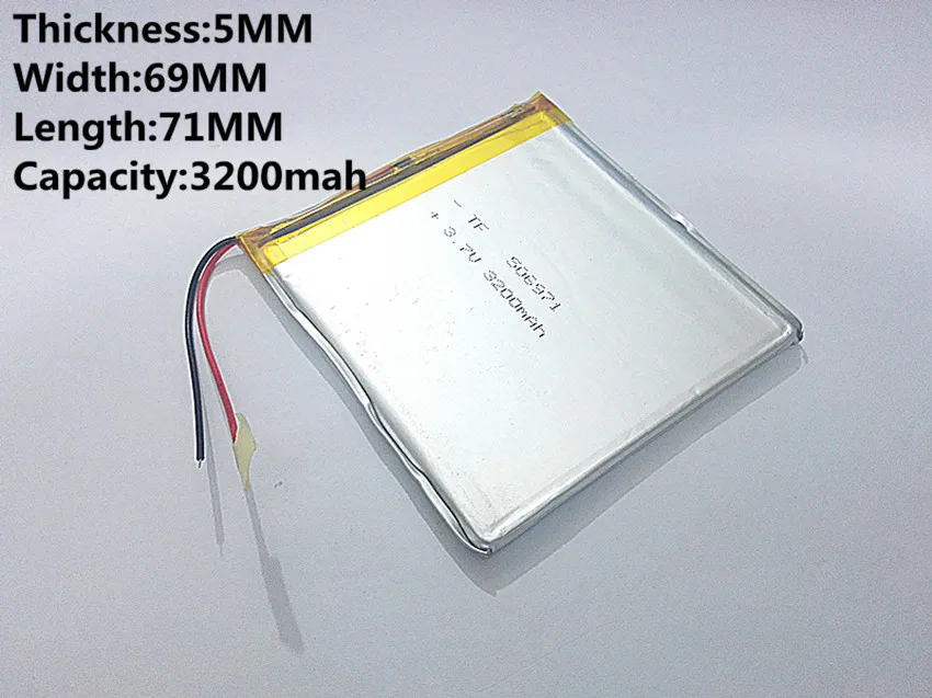 3.7V,3200mAH (polymer lithium ion battery) Li-ion battery for tablet pc 7 inch 8 inch 9inch 506971 Free Shipping
3.7V,3200mAH (polymer lithium ion battery) Li-ion battery for tablet pc 7 inch 8 inch 9inch 506971 Free Shipping