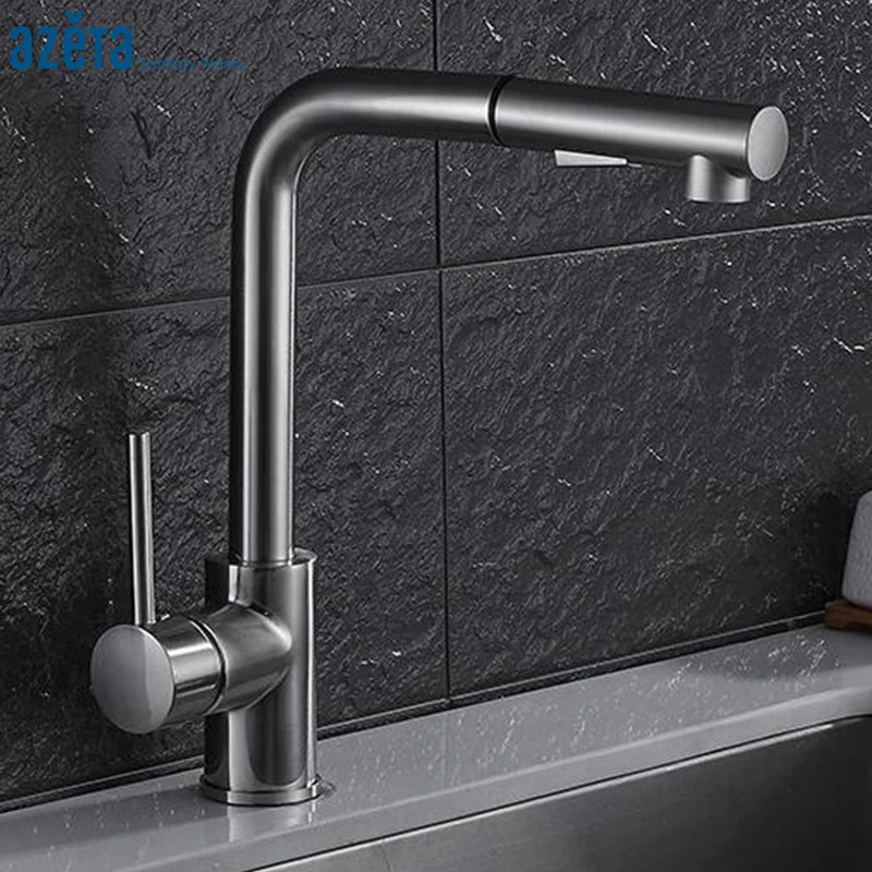 Modern Style Brushed Nickel Pull Out Kitchen Tap Single Handle Cold & Hot Water Function Kitchen Faucets AT9208BN
Modern Style Brushed Nickel Pull Out Kitchen Tap Single Handle Cold & Hot Water Function Kitchen Faucets AT9208BN
