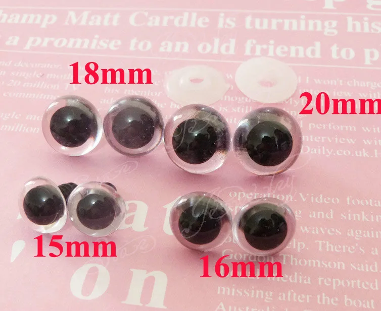 50pcs/lot plastic clear crystal toy eyes & white washer for plush doll decoration---15mm/16mm/18mm/20mm-size option
50pcs/lot plastic clear crystal toy eyes & white washer for plush doll decoration---15mm/16mm/18mm/20mm-size option