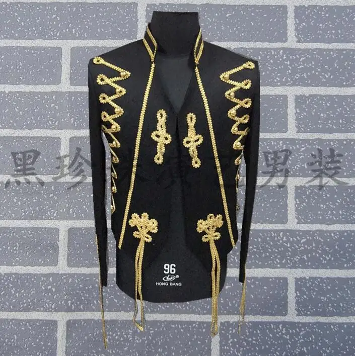 Gold Laciness Blazers Mens Royal Suits Mens Costume Dance Clothes Masculino Homme Terno Stage Black Stand Collar Jacket Star
Gold Laciness Blazers Mens Royal Suits Mens Costume Dance Clothes Masculino Homme Terno Stage Black Stand Collar Jacket Star