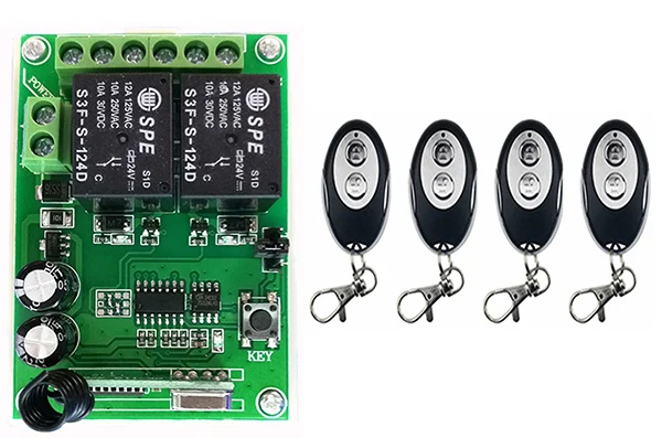 DC24V 2CH 2CH RF Wireless Remote Control Switch System Receiver +ellipse shape Transmitters Learning code / window/Garage Doors
DC24V 2CH 2CH RF Wireless Remote Control Switch System Receiver +ellipse shape Transmitters Learning code / window/Garage Doors