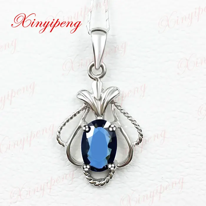 18k white gold with natural sapphire pendant female Fashion and personality Simple
18k white gold with natural sapphire pendant female Fashion and personality Simple