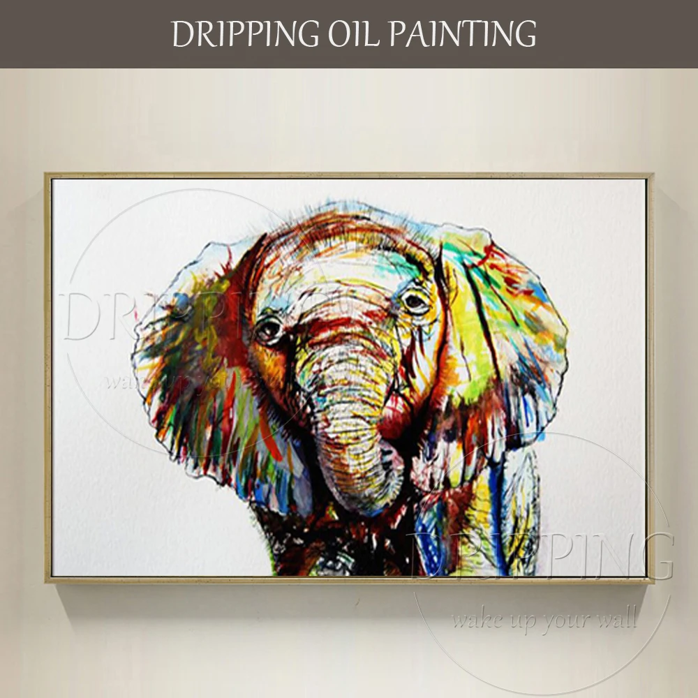 Gifted Painter Work Handmade Lovely Elephant Oil Painting on Canvas Modern Wall Art Funny Animal Picture for Home Decoration
Gifted Painter Work Handmade Lovely Elephant Oil Painting on Canvas Modern Wall Art Funny Animal Picture for Home Decoration