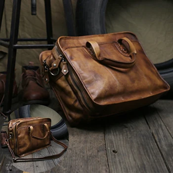 Luxury Vintage Full Grain Genuine Leather Travel Bag Men Weekend Duffle Bag Overnight Luggage Bag Carry on Messenger Bag Tote