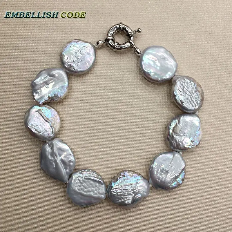 charm baroque bracelet pearl simple grey color round coin button flat shape natural freshwater pearls elegant jewelry
charm baroque bracelet pearl simple grey color round coin button flat shape natural freshwater pearls elegant jewelry