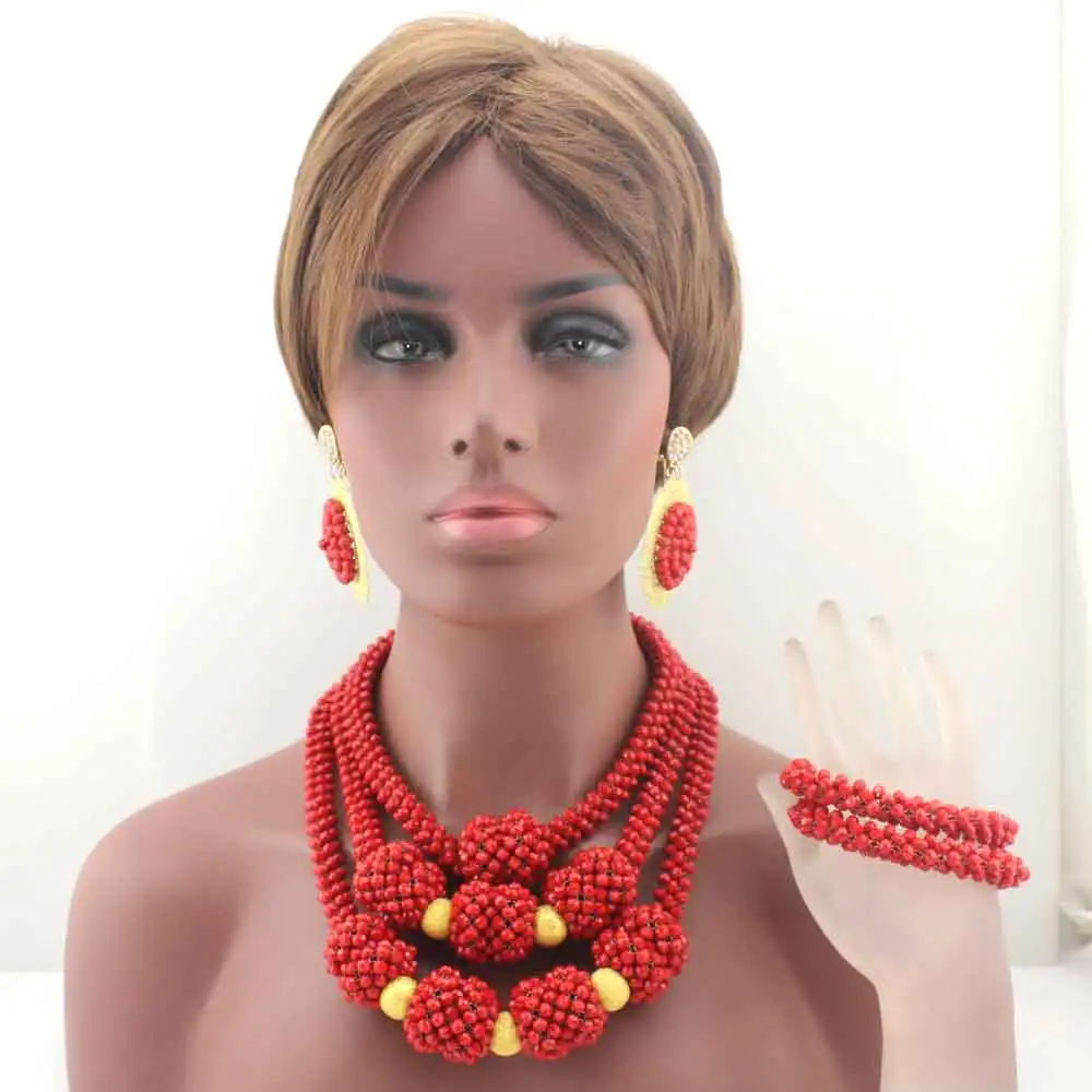New Handmade Opaque Red Wedding African Beads Jewelry Set Nigerian Bridal Costume Necklace Set Party Gift Free Shipping HD8355
New Handmade Opaque Red Wedding African Beads Jewelry Set Nigerian Bridal Costume Necklace Set Party Gift Free Shipping HD8355