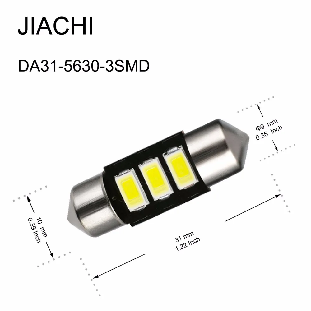 JIACHI 10 шт. C5W C10W автомобильная лампа гирлянда 31 мм Светодиодная лампа 5630 чипов 3SMD авто Интерьер Купол номерной знак светильник супер белый 12В 120лм
JIACHI 10 шт. C5W C10W автомобильная лампа гирлянда 31 мм Светодиодная лампа 5630 чипов 3SMD авто Интерьер Купол номерной знак светильник супер белый 12В 120лм