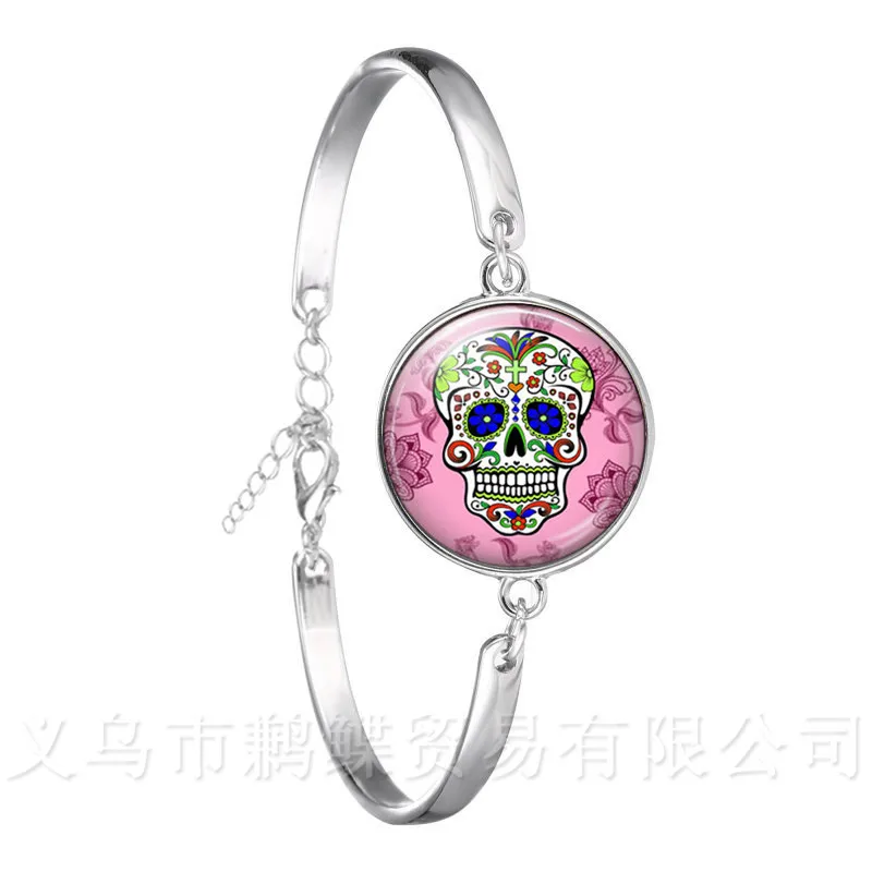 Mexico Candycolor Skeleton Bracelet 18mm Glass Dome Cabochon Bohemia Silver Plated Chain Bangle Jewelry Day Of the Dead Gifts
Mexico Candycolor Skeleton Bracelet 18mm Glass Dome Cabochon Bohemia Silver Plated Chain Bangle Jewelry Day Of the Dead Gifts