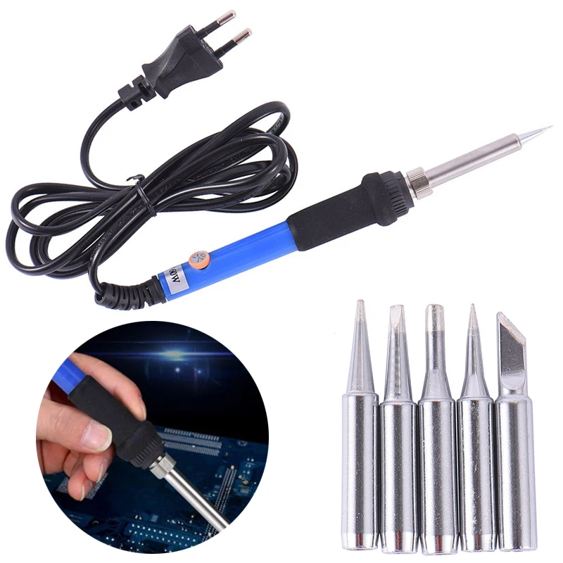 1 set 220V 60W Adjustable Temperature Electric Welding Soldering Iron Tool with 5 Tips
1 set 220V 60W Adjustable Temperature Electric Welding Soldering Iron Tool with 5 Tips