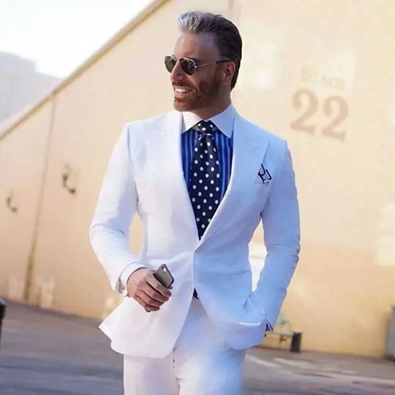 White Men Suits Wide Peaked Lapel Prom Party Costume Homme Man Blazer Slim Fit Terno Masculino 2Piece Coat Pants Groomsmen Suits
White Men Suits Wide Peaked Lapel Prom Party Costume Homme Man Blazer Slim Fit Terno Masculino 2Piece Coat Pants Groomsmen Suits