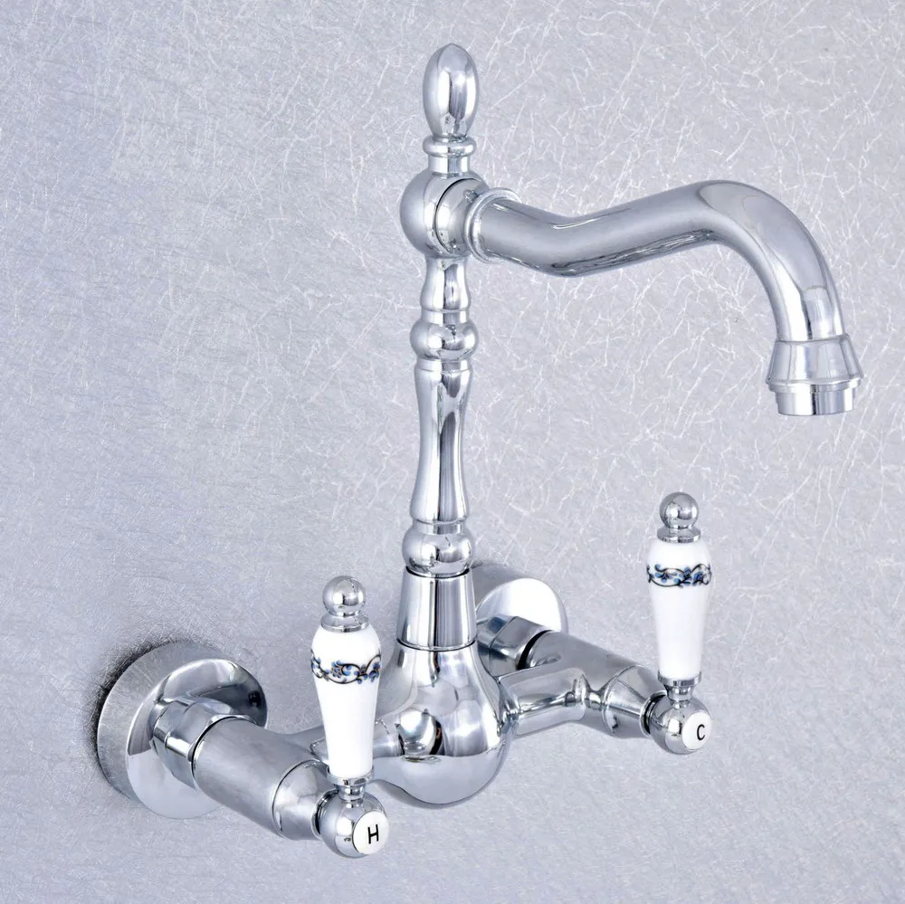Bathroom Faucet Polished Chrome Wall Mounted Swivel Spout Bathroom Sink Faucet Double Handle Mixer Tap Wall Mounted zsf546
Bathroom Faucet Polished Chrome Wall Mounted Swivel Spout Bathroom Sink Faucet Double Handle Mixer Tap Wall Mounted zsf546