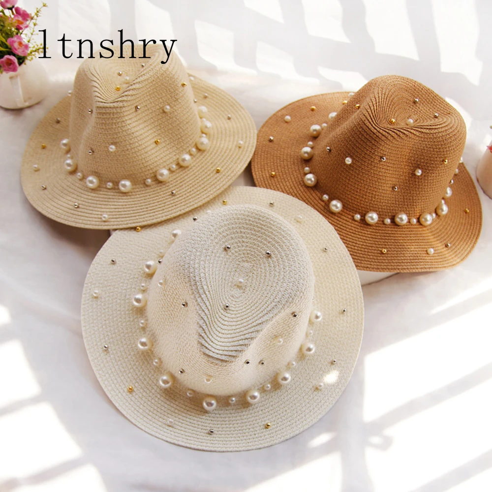 Summer Straw sun hat pearl Visor Trilby Jazz women chapeau femme Male Fedora Summer elope Beach Sun Straw Panama Hat Beach hat
Summer Straw sun hat pearl Visor Trilby Jazz women chapeau femme Male Fedora Summer elope Beach Sun Straw Panama Hat Beach hat