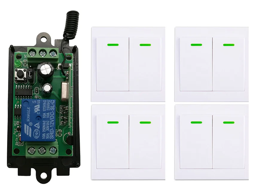 DC 9V 12V 24V 1 CH 1CH RF Wireless Remote Control Switch Relay Receiver +86 Wall Panel Remote Transmitter ,315/433.92 MHZ
DC 9V 12V 24V 1 CH 1CH RF Wireless Remote Control Switch Relay Receiver +86 Wall Panel Remote Transmitter ,315/433.92 MHZ