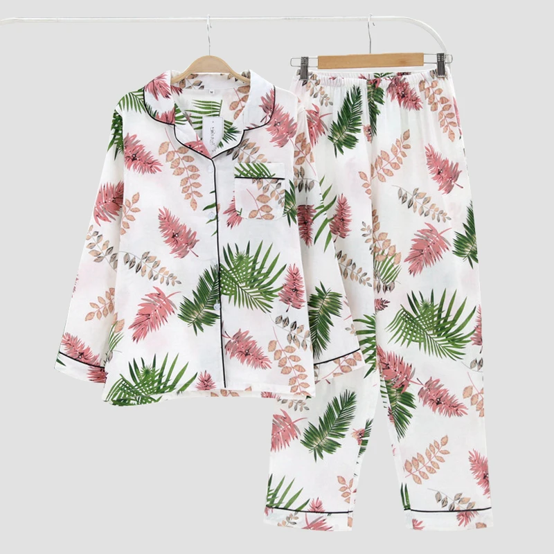 KISBINI Autumn Women Pajamas Sets Leaf Print Long Sleeves Loose Nightwear Fall Cotton Sleepwear For Lady Pijamas Home Suit
KISBINI Autumn Women Pajamas Sets Leaf Print Long Sleeves Loose Nightwear Fall Cotton Sleepwear For Lady Pijamas Home Suit