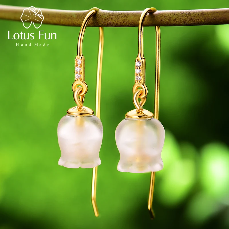 Lotus Fun Real 925 Sterling Silver Natural Crystal Earrings Fine Jewelry 18K Gold Fresh Bell Orchid Drop Earrings for Women Gift
Lotus Fun Real 925 Sterling Silver Natural Crystal Earrings Fine Jewelry 18K Gold Fresh Bell Orchid Drop Earrings for Women Gift