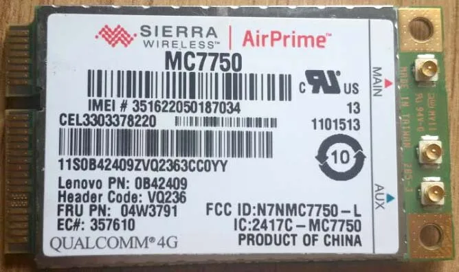 MC7750 Fru 04W3791 for Thinkpad T430 T430S T430I X230 X230I T530 LTE 4G Module LTE700M(B13) WCDMA EVDO JINYUSHI stock
MC7750 Fru 04W3791 for Thinkpad T430 T430S T430I X230 X230I T530 LTE 4G Module LTE700M(B13) WCDMA EVDO JINYUSHI stock