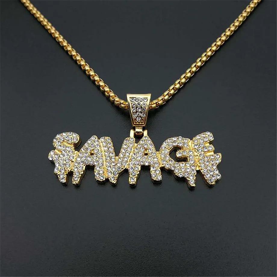 Men's Iced Out SAVAGE Pendant Necklace Gold Color Stainless Steel Micro Pave Cubic Zircon Hip Hop Bling Jewelry Gifts
Men's Iced Out SAVAGE Pendant Necklace Gold Color Stainless Steel Micro Pave Cubic Zircon Hip Hop Bling Jewelry Gifts