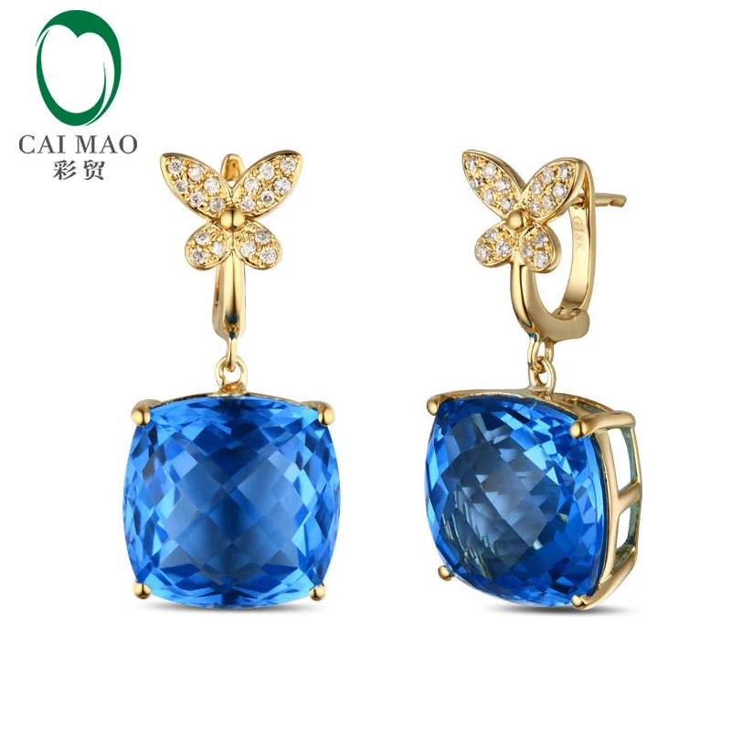 18.06ct Beautiful Checkerboard Blue Topaz H SI Pave Set Diamond Drop Earrings Leverback
18.06ct Beautiful Checkerboard Blue Topaz H SI Pave Set Diamond Drop Earrings Leverback