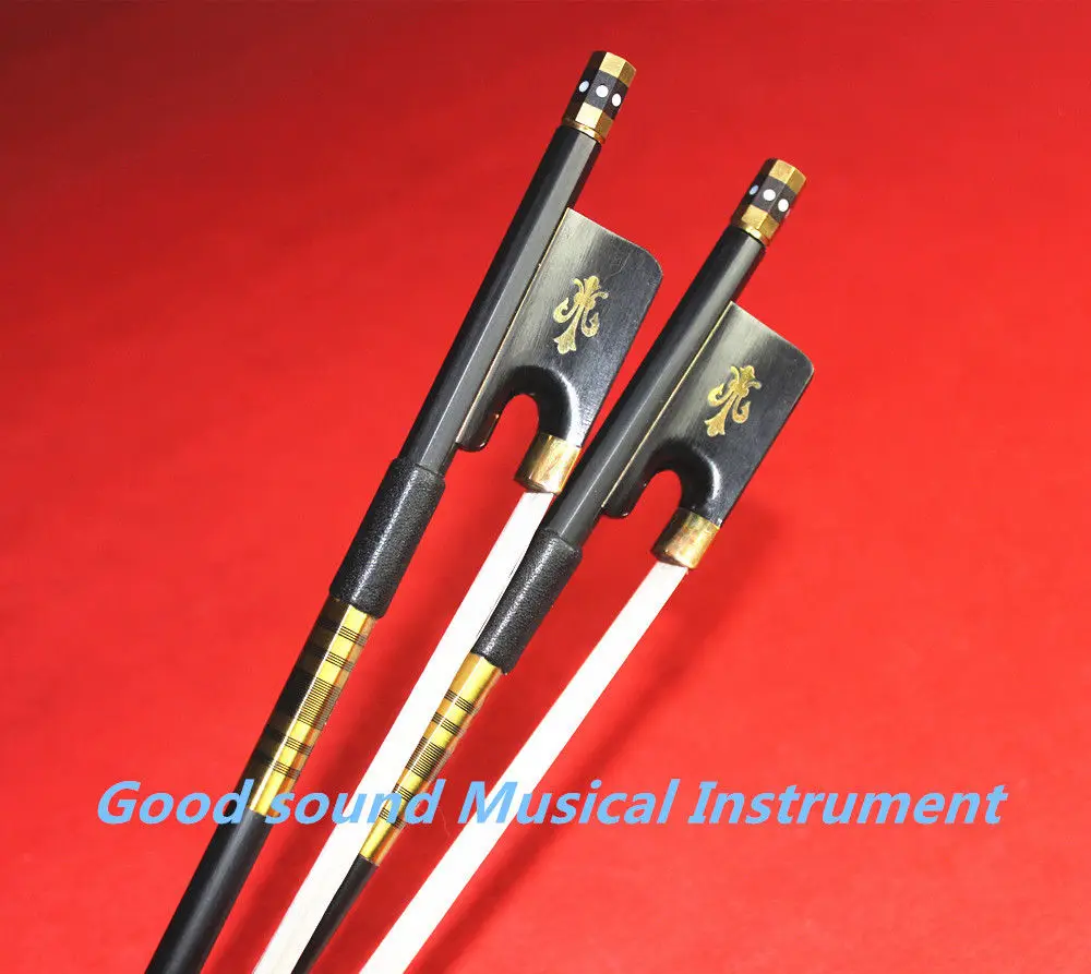 2 pcs new PRO black 4/4 Carbon fiber cello bows ebony frog inlaid copper flower
2 pcs new PRO black 4/4 Carbon fiber cello bows ebony frog inlaid copper flower